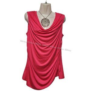 Pink Sleeveless Top, Cowl Neck Top, Fuchsia Comfy Blouse Top - Sizes M, L - NEW